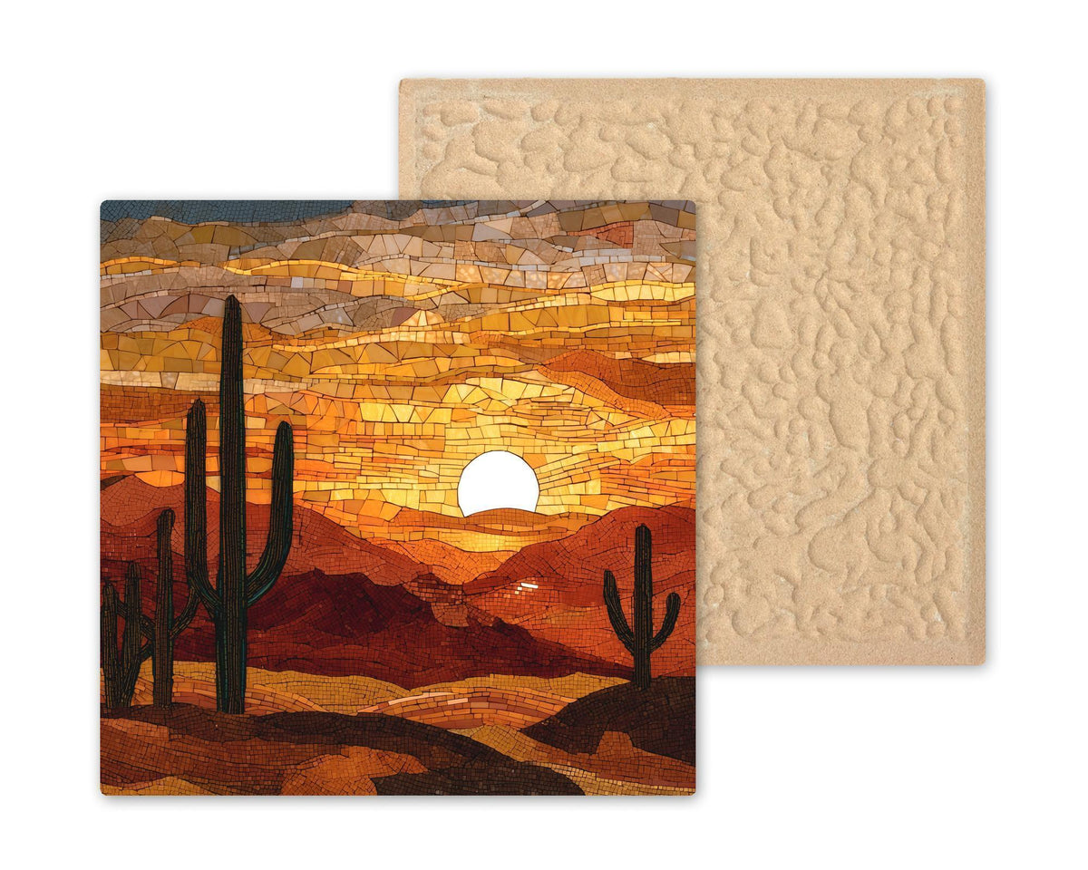 Desert Sunset Wall Art Ceramic Tile Southwest Gift Stained Glass Decor Arizona Art Desert Lover Home Gift Tile