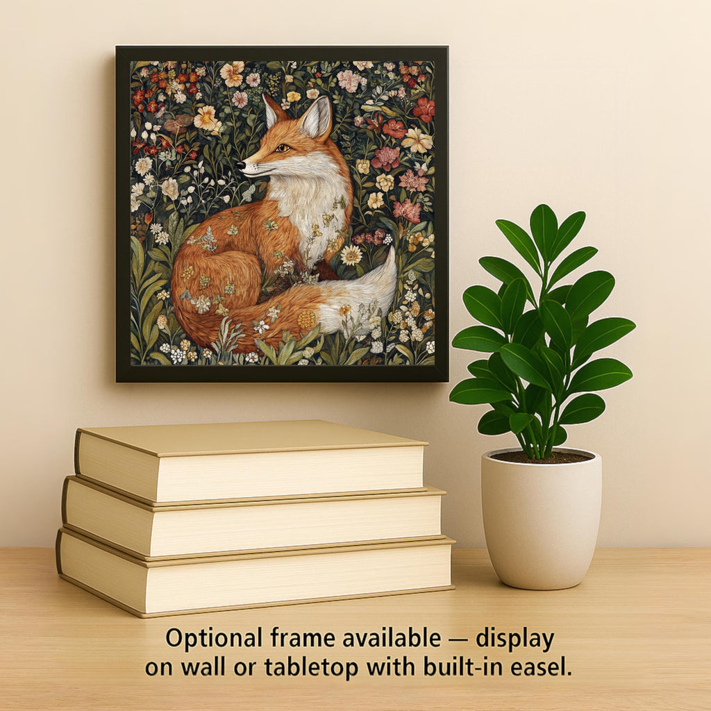 Fox Wall Art Ceramic Tile William Morris Gift Art Nouveau Fox Lover Woodland Decor Botanical Nature Fox Art