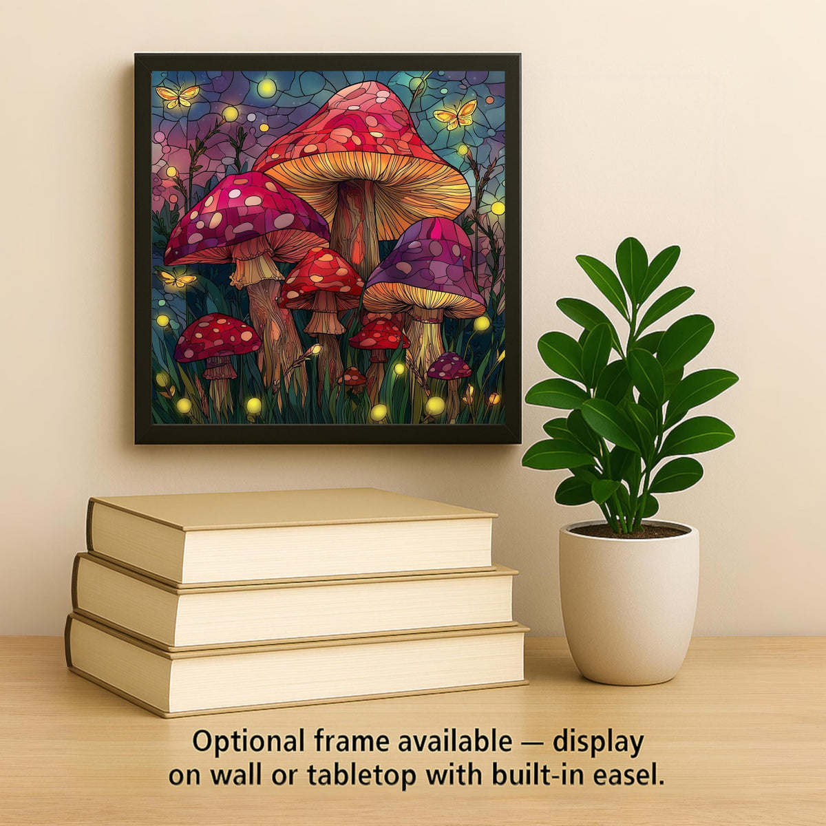 Fairy Garden Mushroom Wall Art Ceramic Tile Cottagecore Gift Stained Glass Decor Whimsical Nature Art Gift Tile