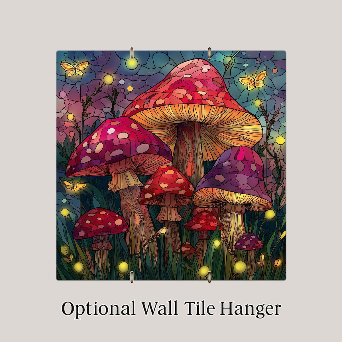 Fairy Garden Mushroom Wall Art Ceramic Tile Cottagecore Gift Stained Glass Decor Whimsical Nature Art Gift Tile