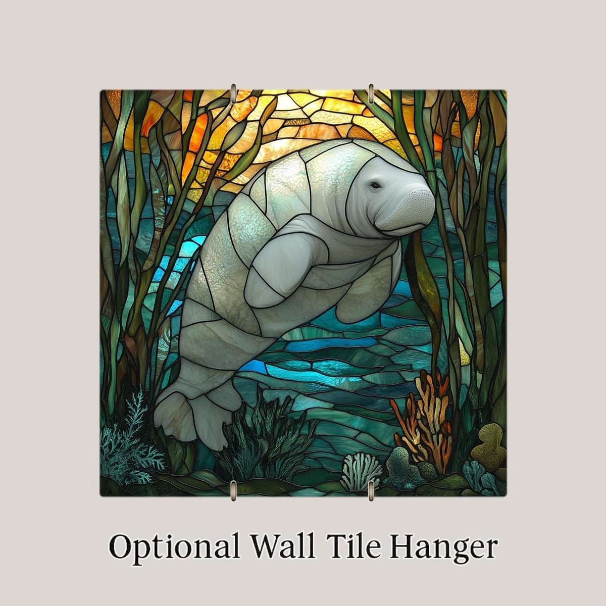 Manatee Ceramic Art Tile: Coastal Wall Decor Beach House Accent Ocean Home Decor Wall Art Ocean Marine Sea Life Florida Coastal Art