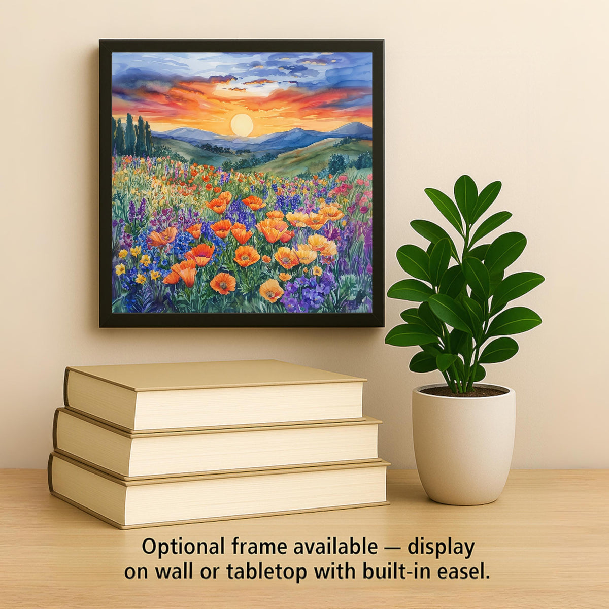 California Poppies Sunset Wall Art Ceramic Tile Nature Gift Wildflower Decor Golden Poppy Art State Flower Gift Tile
