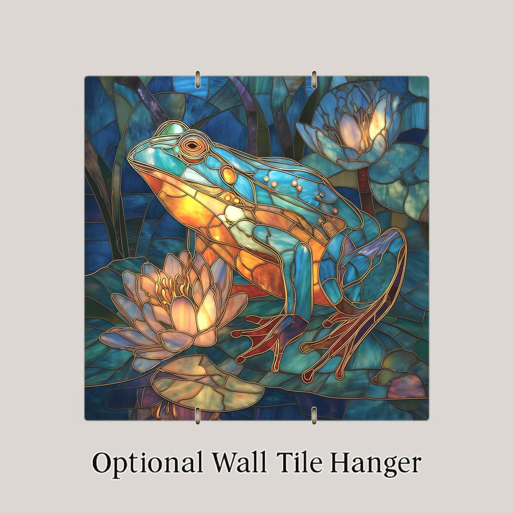 Frog Wall Art Ceramic Tile Frog Lover Gift Bathroom Decor Pond Art Nature Gift Lily Pad Art Frog Tile