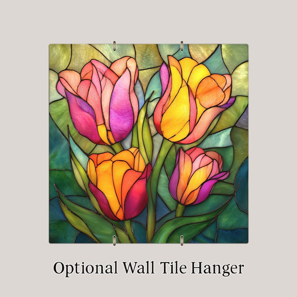 Tulip Wall Art Ceramic Tile Colorful Floral Gift Botanical Spring Decor Cottage Garden Art Tulip Lover Gift Tile