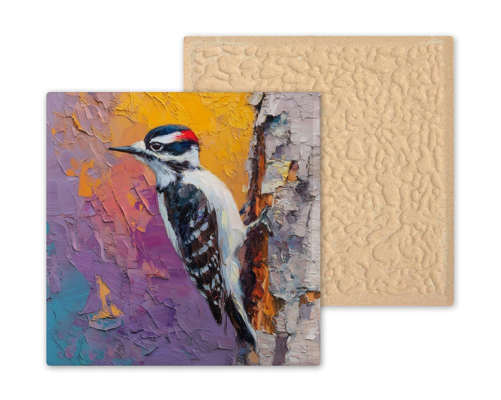 Palette Knife Woodpecker Wall Art Ceramic Tile Bird Lover Gift Palette Style Decor Nature Art Birdwatcher Gift Tile