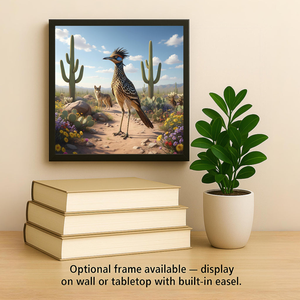 Roadrunner Coyote Wall Art Ceramic Tile Southwestern Desert Decor Arizona Wildlife Cabin Wall Decor Accent Tile