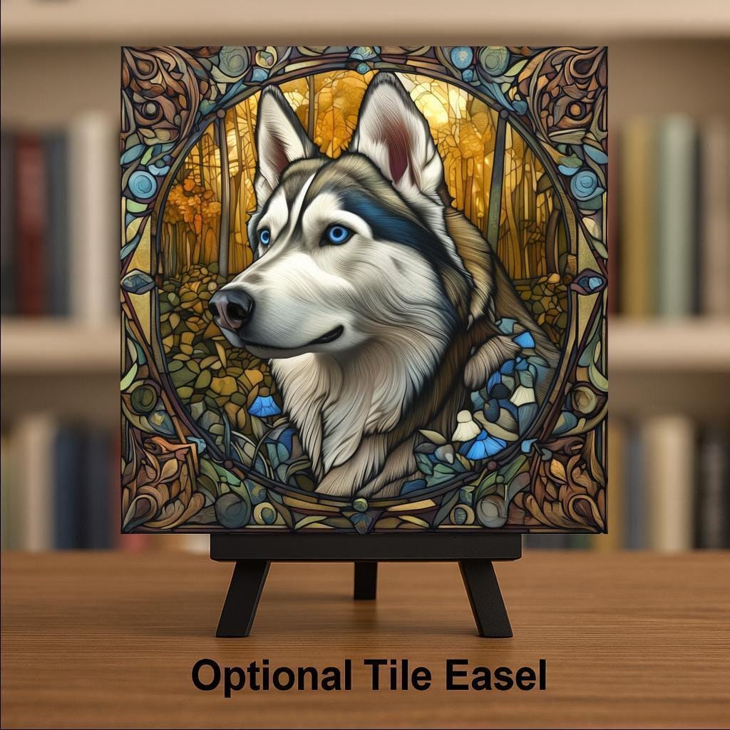 Siberian Husky Wall Art Ceramic Tile – Husky Dog Decor, Blue Eyed Husky Gift, Husky Lover Wall Decor, Dog Lover Home Decor Wall Art