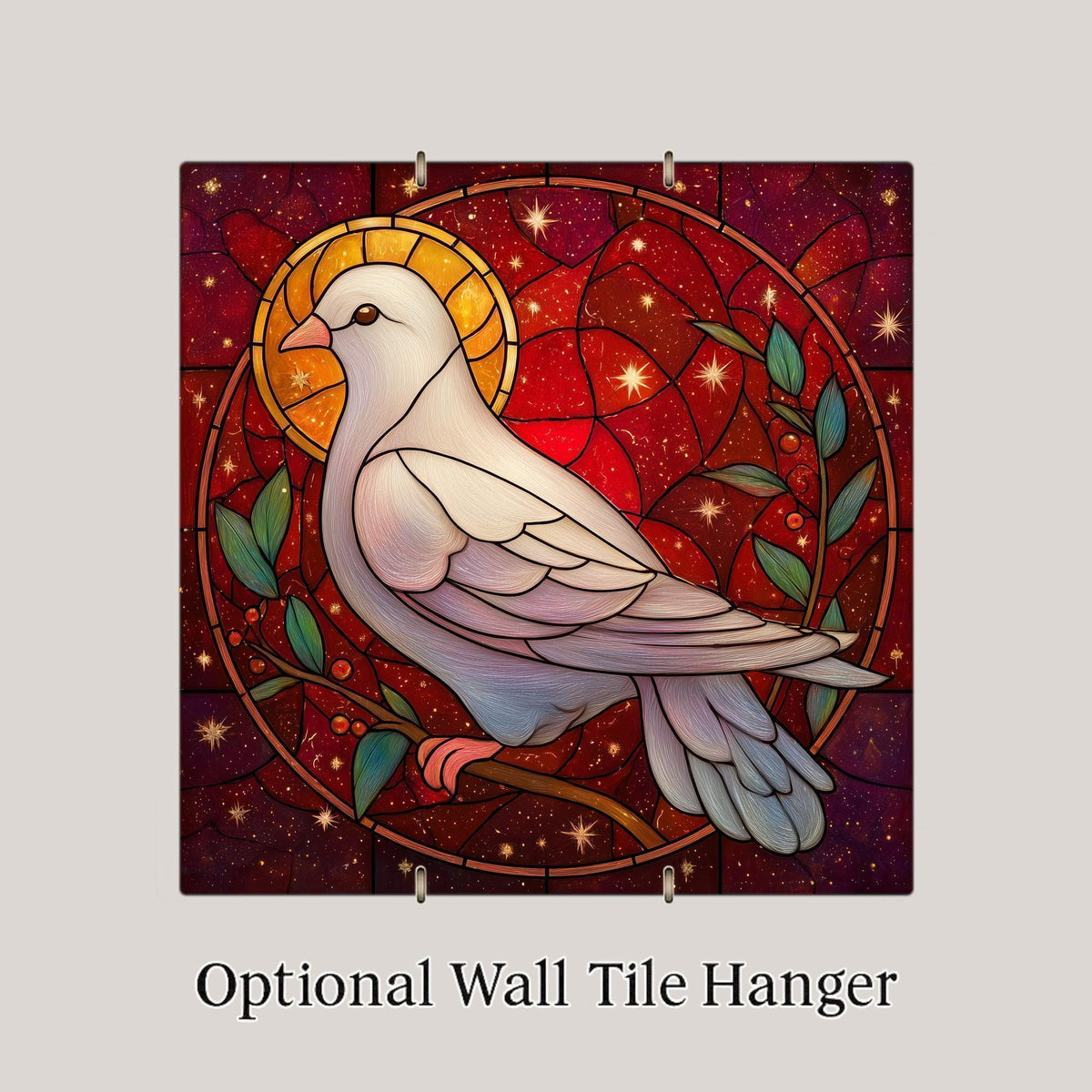 White Dove Wall Art Ceramic Tile Peace Gift Stained Glass Decor Inspirational Art Sympathy Home Gift Tile