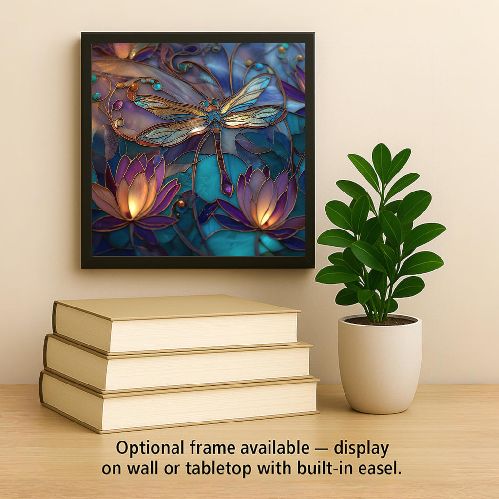 Dragonfly Lotus Wall Art Ceramic Tile Garden Gift Botanical Decor Dragonfly Lover Art Nature Gift Tile