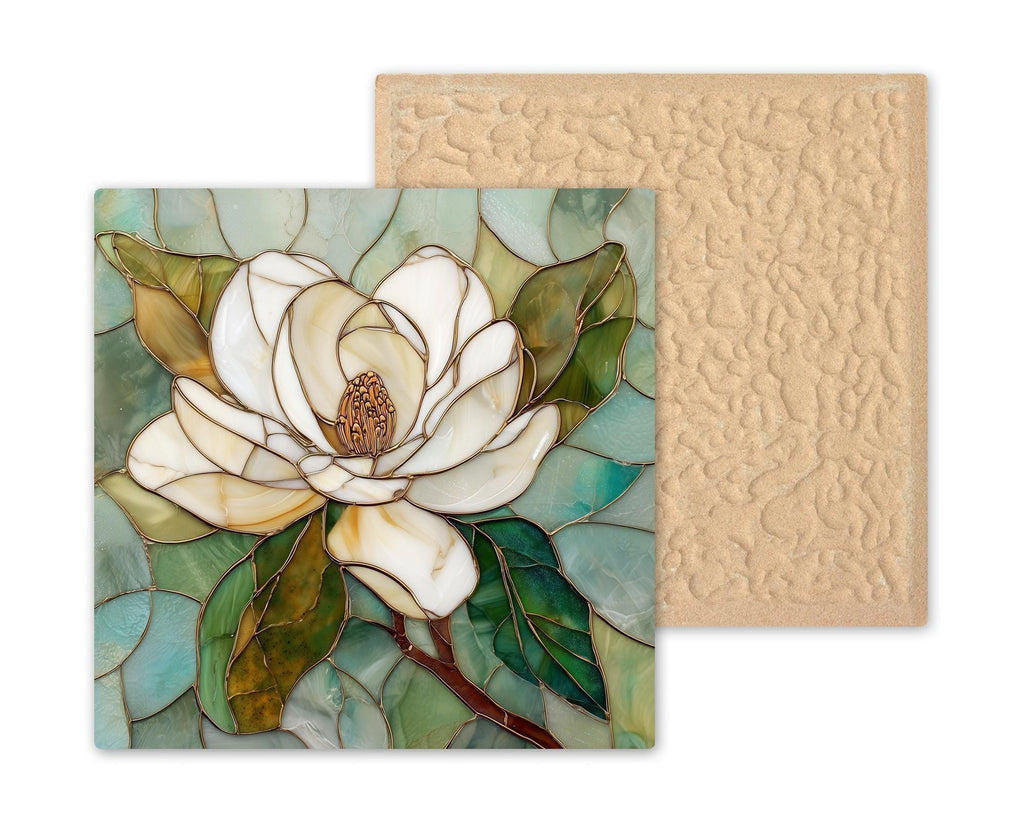 White Magnolia Wall Art Ceramic Tile Floral Decor Botanical Wall Decor Home Decor
