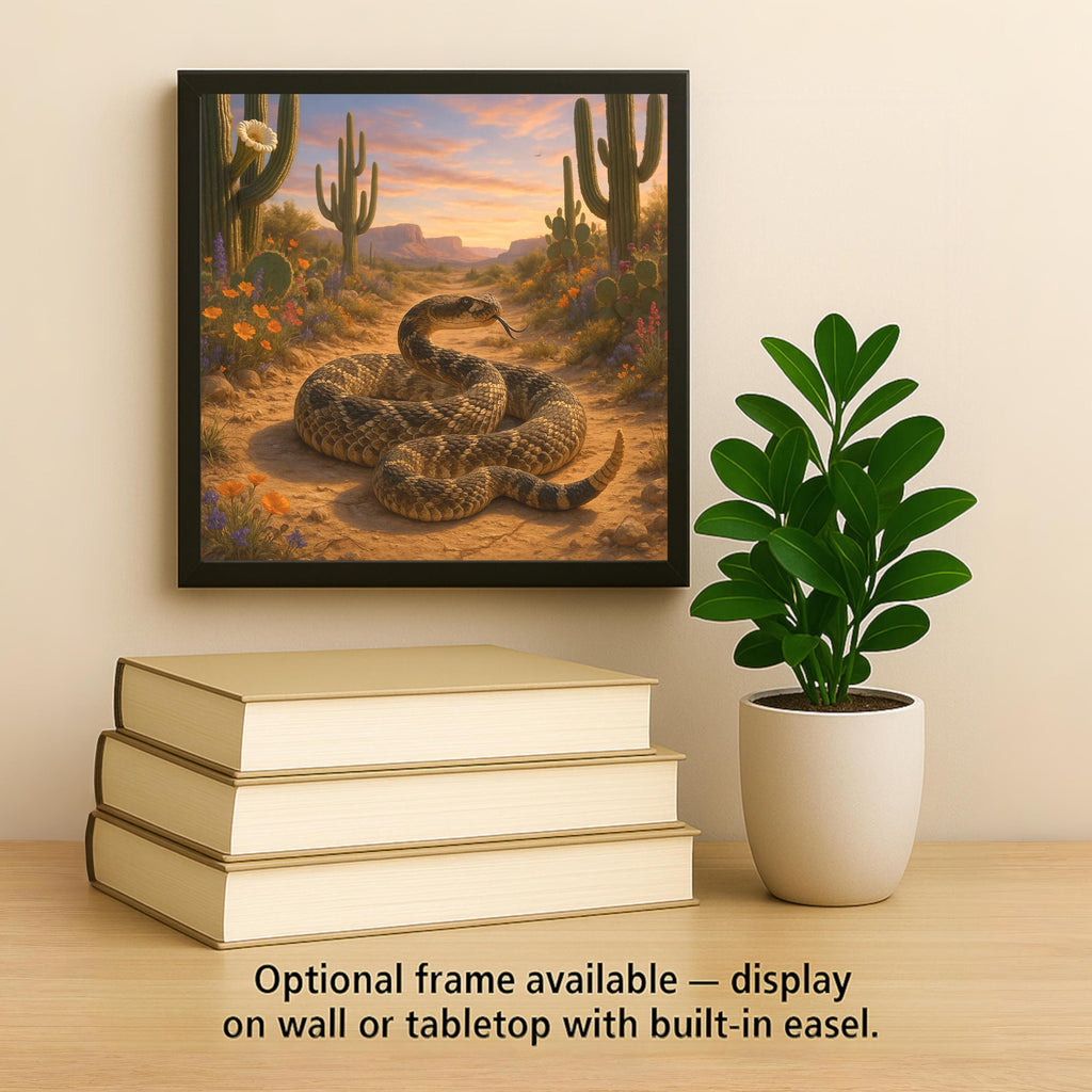 Rattlesnake Wall Art Ceramic Tile Stained Glass Style Southwest Wildlife Gift Desert Nature Decor Art