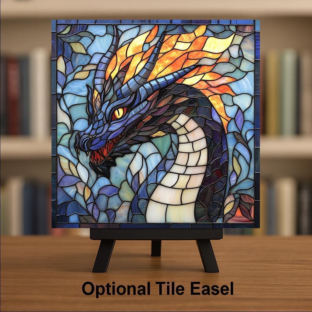 Dragon Wall Art Ceramic Tile Fantasy Decor Whimsical Wall Decor Mythical Dragon Gift Cottage Fantasy Lover Accent Tile