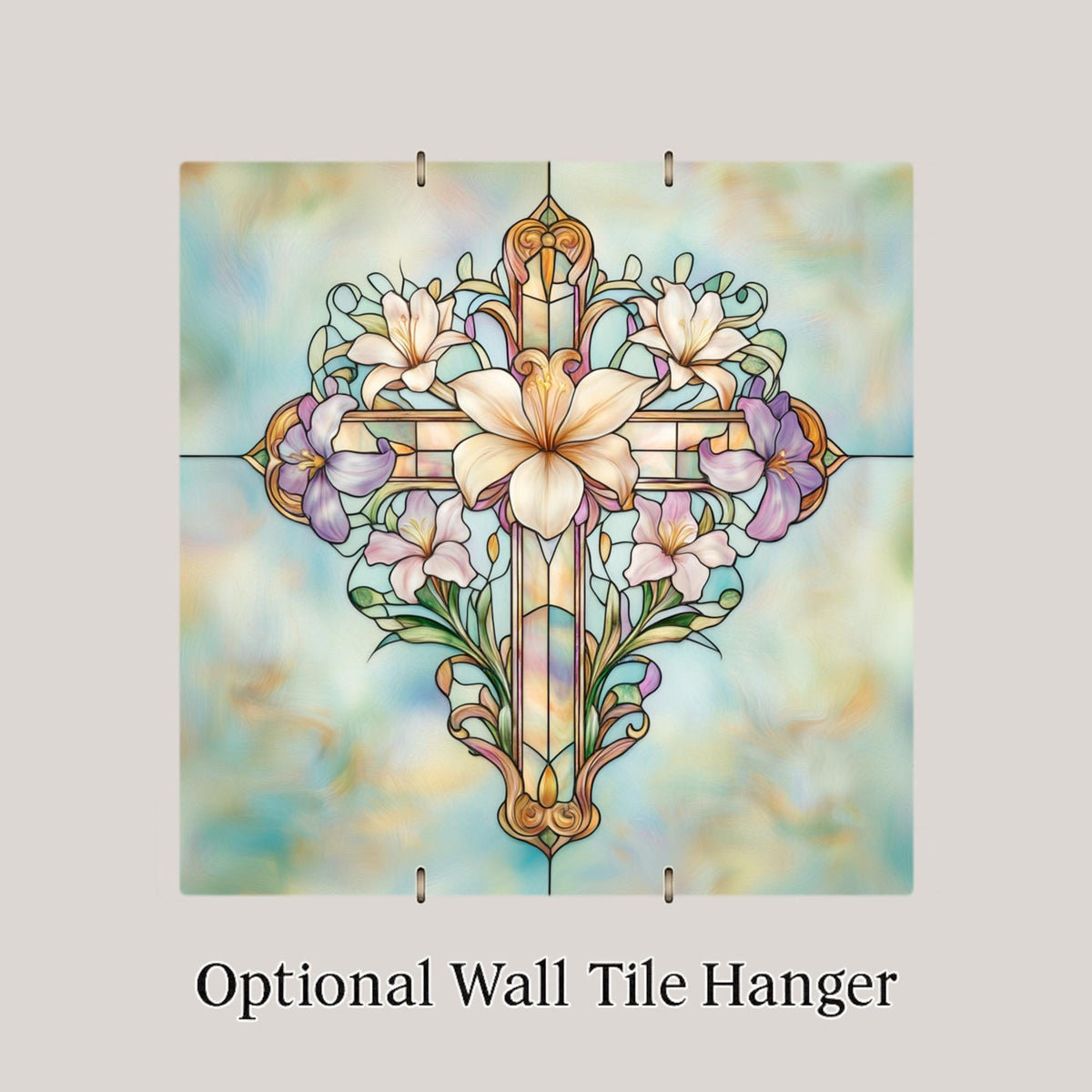 Cross Ceramic Art Tile – Art Nouveau Style, William Morris, Religious Faith Gift, Floral Easter Sympathy Art