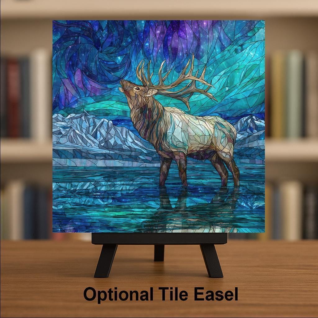 Elk Wall Art Ceramic Tile Wildlife Lover Gift Cabin Lodge Decor Wilderness Elk Gift Nature Mountain Tile