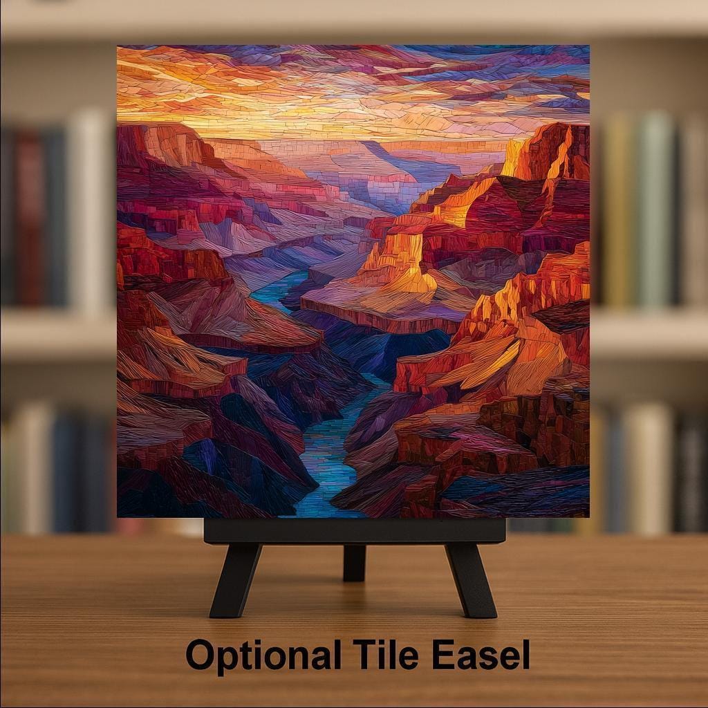 Grand Canyon Wall Art Ceramic Tile Stained Glass Style National Park Gift Southwest Decor Place Identity