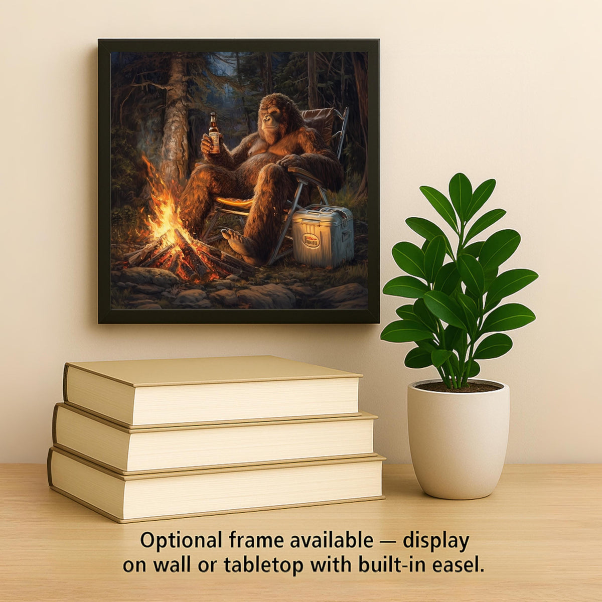 Bigfoot Wall Art Ceramic Tile Funny Sasquatch Camping Decor Campfire Beer Man Cave Art Cabin Bigfoot Lover Tile