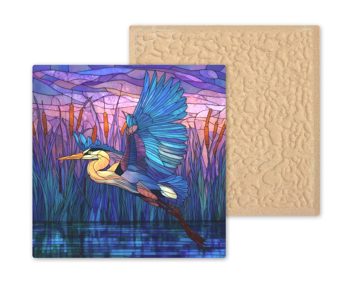 Great Blue Heron Wall Art Ceramic Tile Wetland Bird Gift Lake House Decor Coastal Nature Art Bird Lover Gift Tile
