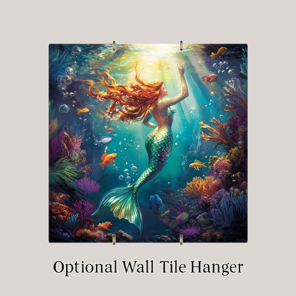Mermaid Wall Art Ceramic Tile Nautical Coastal Decor Ocean Beach House Bathroom Sea Fantasy Maritime Nature Art