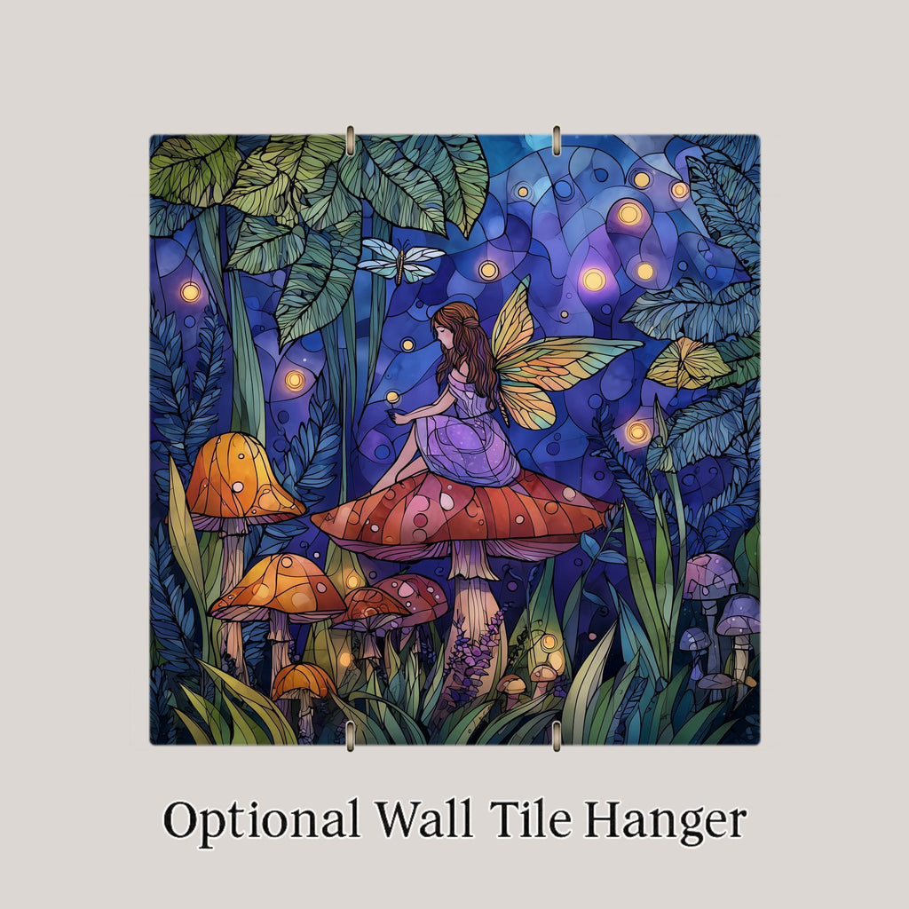 Fairy Mushroom Wall Art Ceramic Tile Enchanted Forest Gift Fantasy Decor Whimsical Nature Fairycore Art