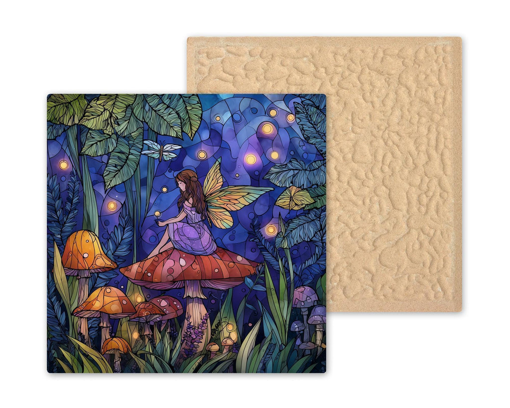 Fairy Mushroom Wall Art Ceramic Tile Enchanted Forest Gift Fantasy Decor Whimsical Nature Fairycore Art