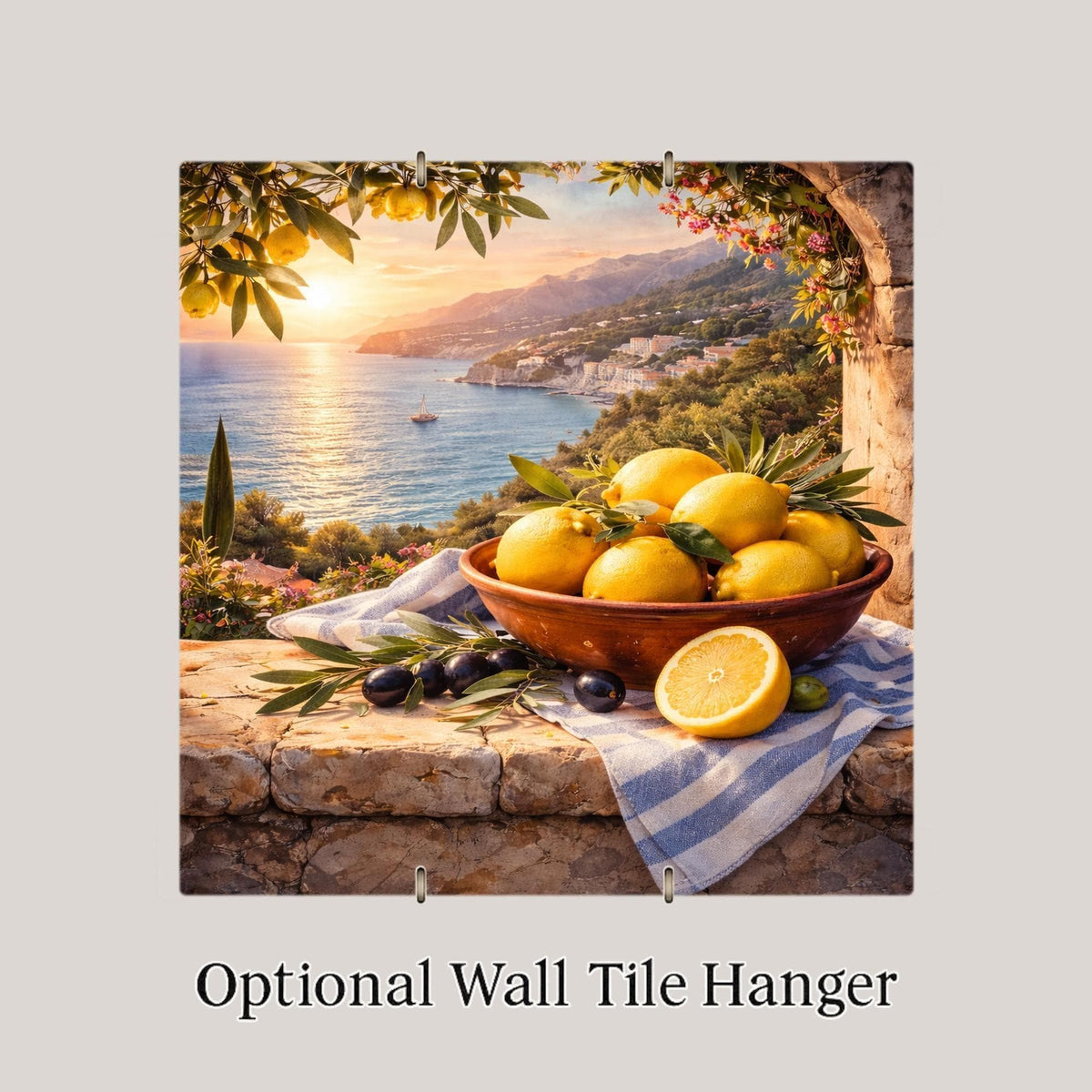 Amalfi Lemon Wall Art Ceramic Tile Italy Gift Kitchen Decor Mediterranean Art Italian Home Gift Tile