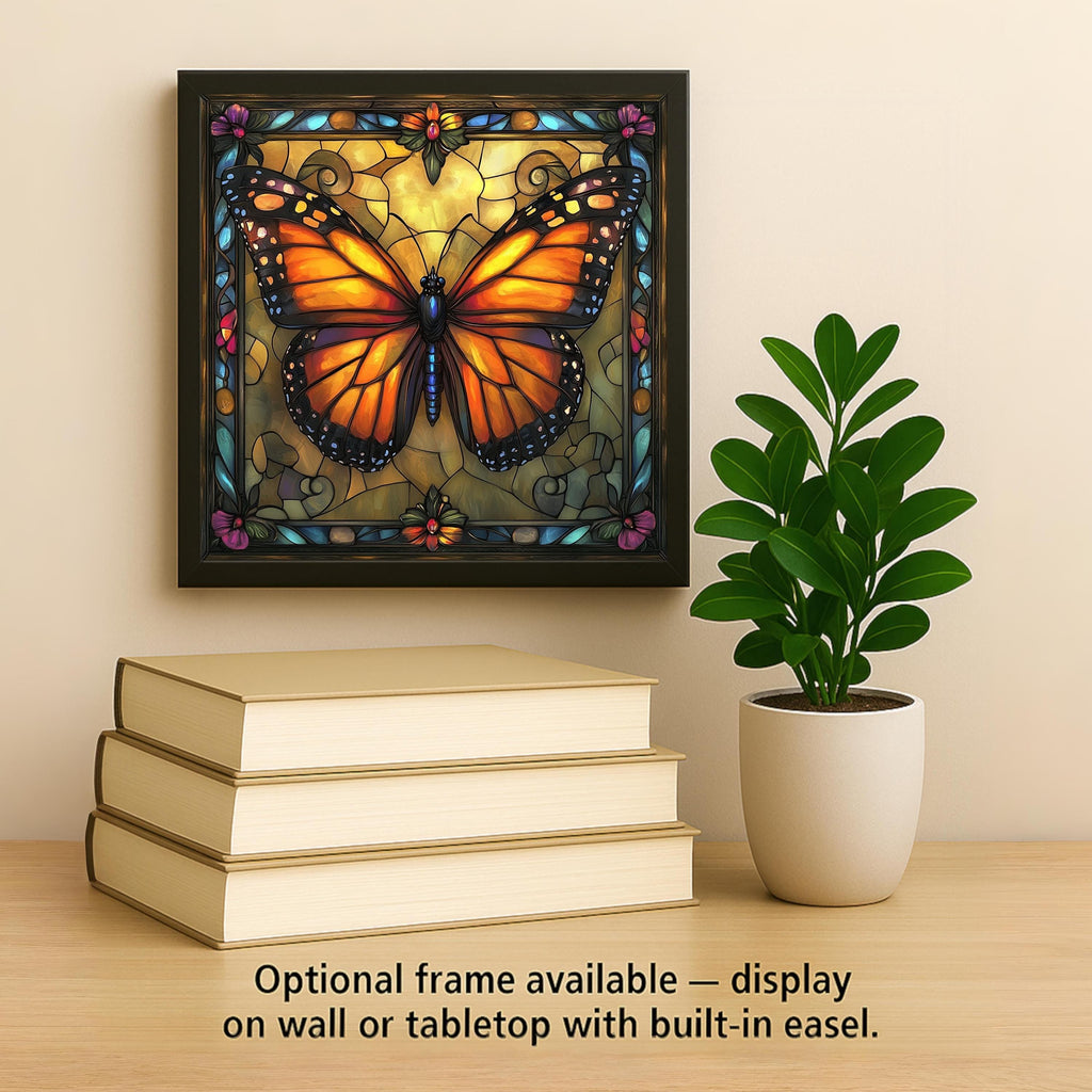 Monarch Butterfly Wall Art Ceramic Tile Art Nouveau Gift William Morris Stained Glass Memorial Decor Nature Art