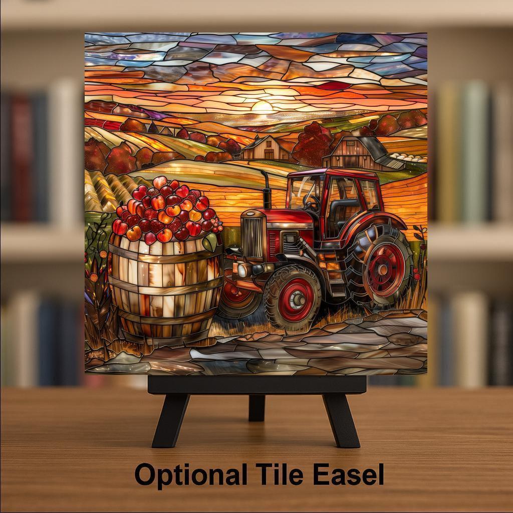 Apple Harvest Wall Art Ceramic Tile Kitchen Decor Gift Autumn Home Decor Thanksgiving Gift Farmhouse Tile