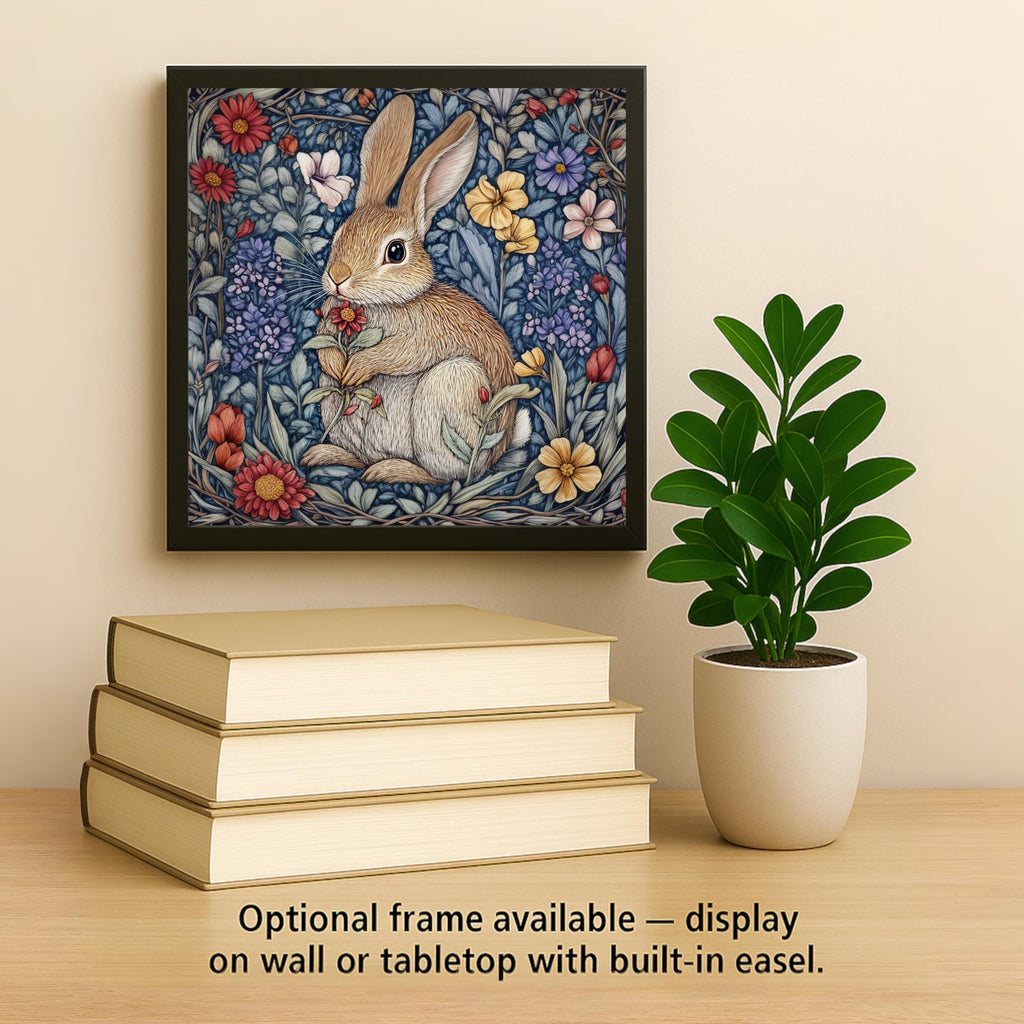 Bunny Wall Art Ceramic Tile William Morris Gift Art Nouveau Floral Decor Rabbit Lover Nature Art Botanical Gift