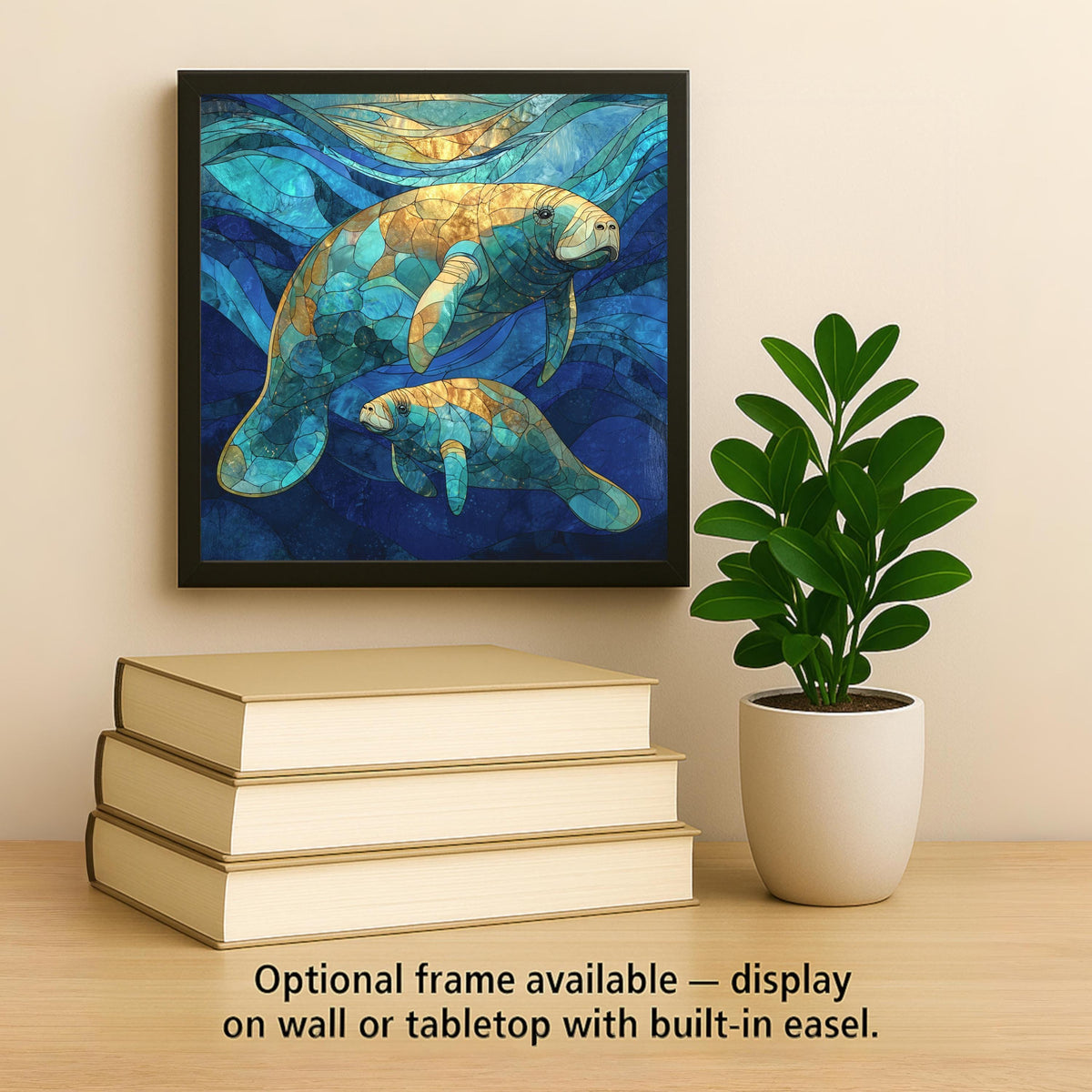 Manatee and Baby Wall Art Ceramic Tile Mother Ocean Gift Coastal Decor Meaningful Art Sea Life Gift Tile