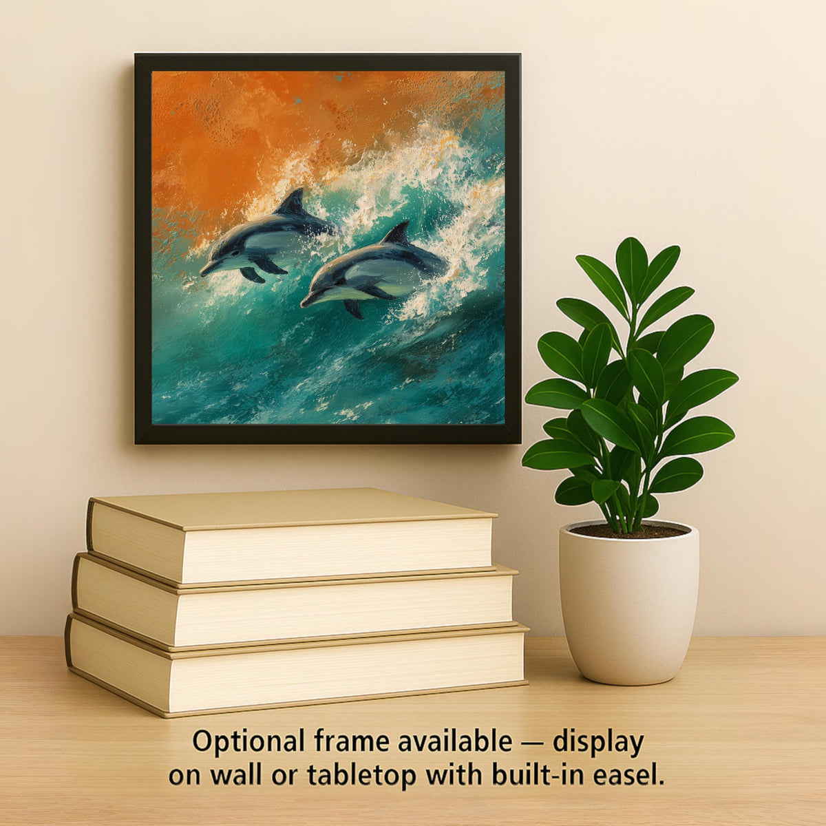 Dolphin Wall Art Ceramic Tile Coastal Wildlife Gift Dolphin Lover Decor Ocean Tile Art