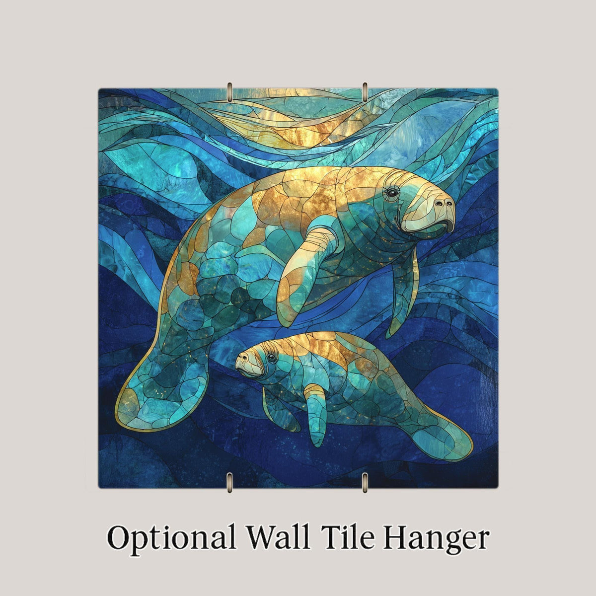 Manatee and Baby Wall Art Ceramic Tile Mother Ocean Gift Coastal Decor Meaningful Art Sea Life Gift Tile