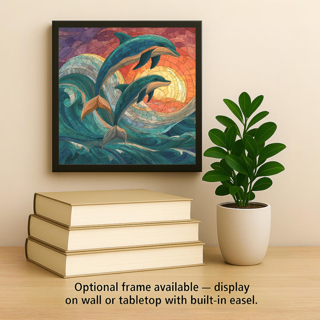 Dolphin Mosaic Style Ceramic Art Tile: Coastal Wall Decor Beach House Accent Ocean Home Decor Wall Art Ocean Marine Dolphin Sea Life Art