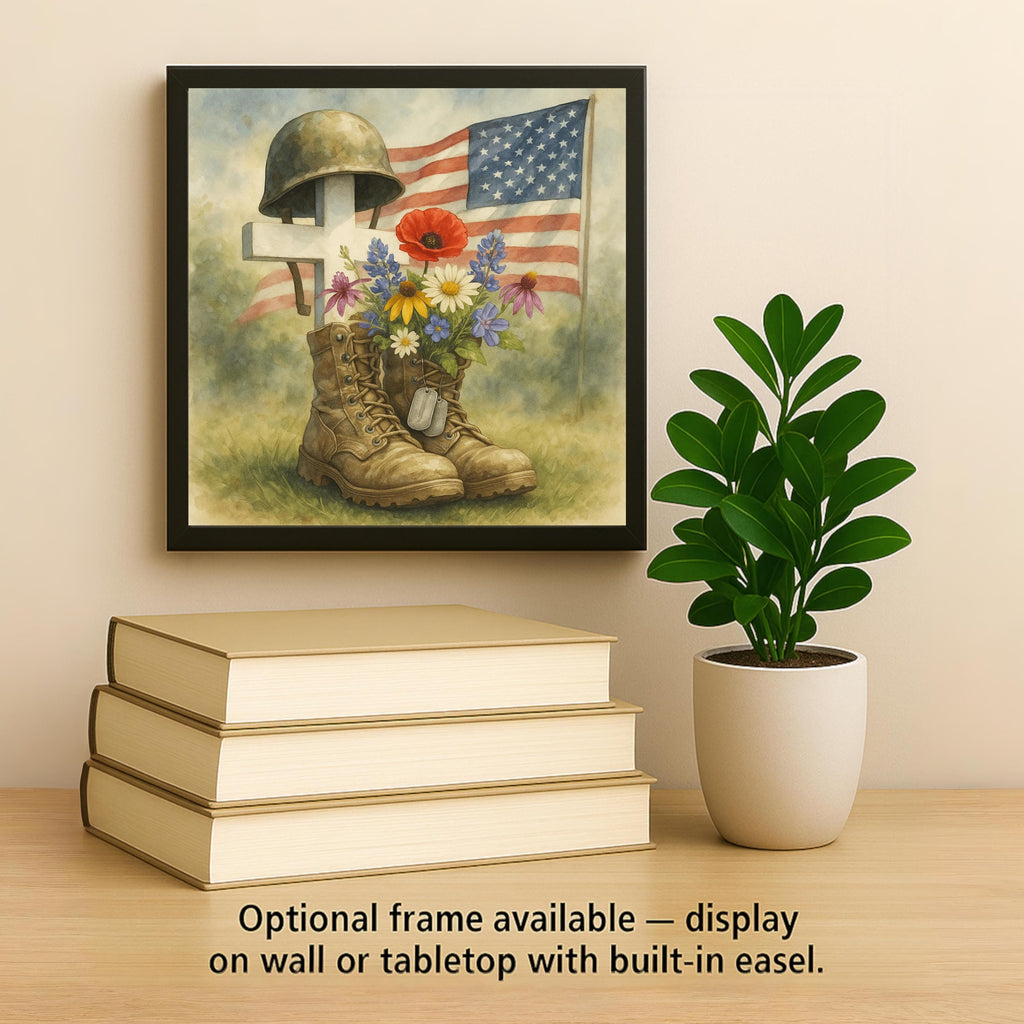 Military Hero Ceramic Art Tile: Memorial Keepsake Sympathy Gift Remembrance Home Decor Wall Art