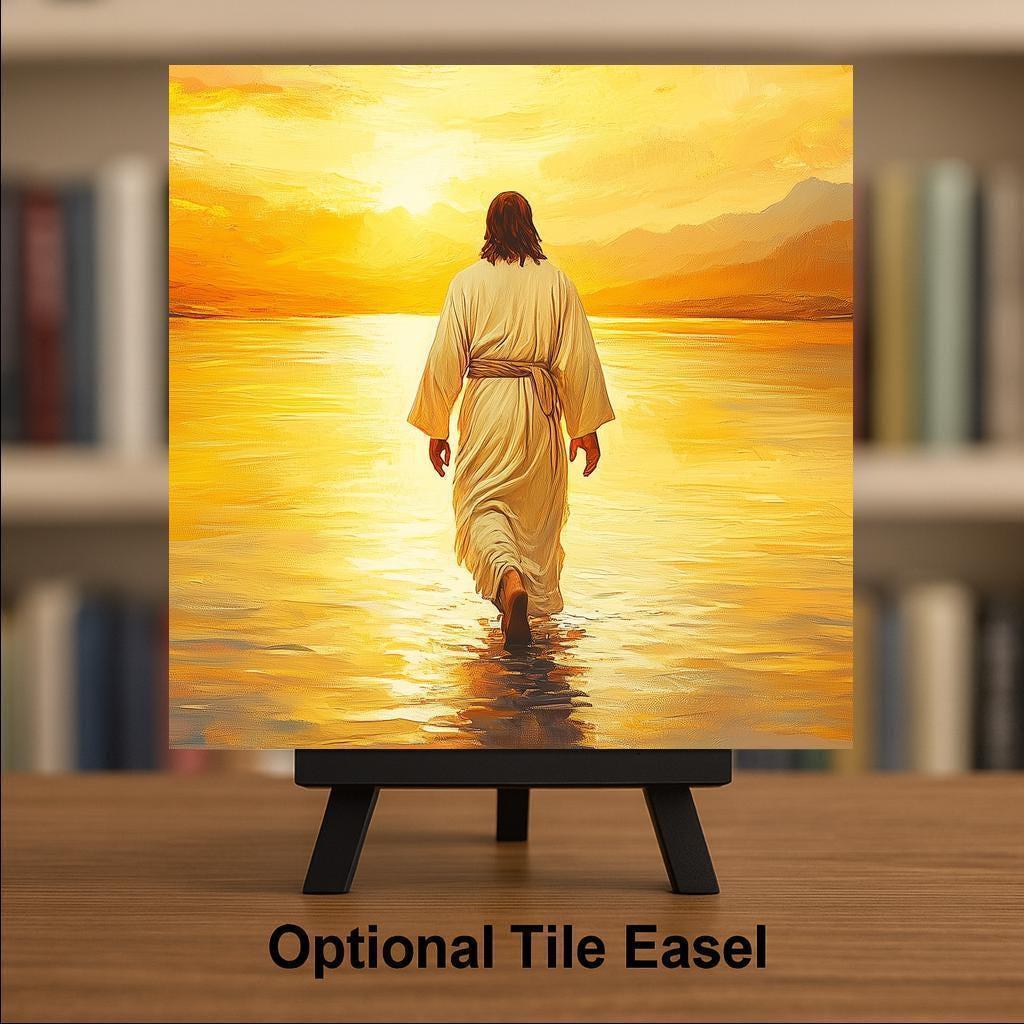 Jesus Walking on Water Wall Art Ceramic Tile Christian Gift Easter Decor Faith Home Gift Biblical Art Tile