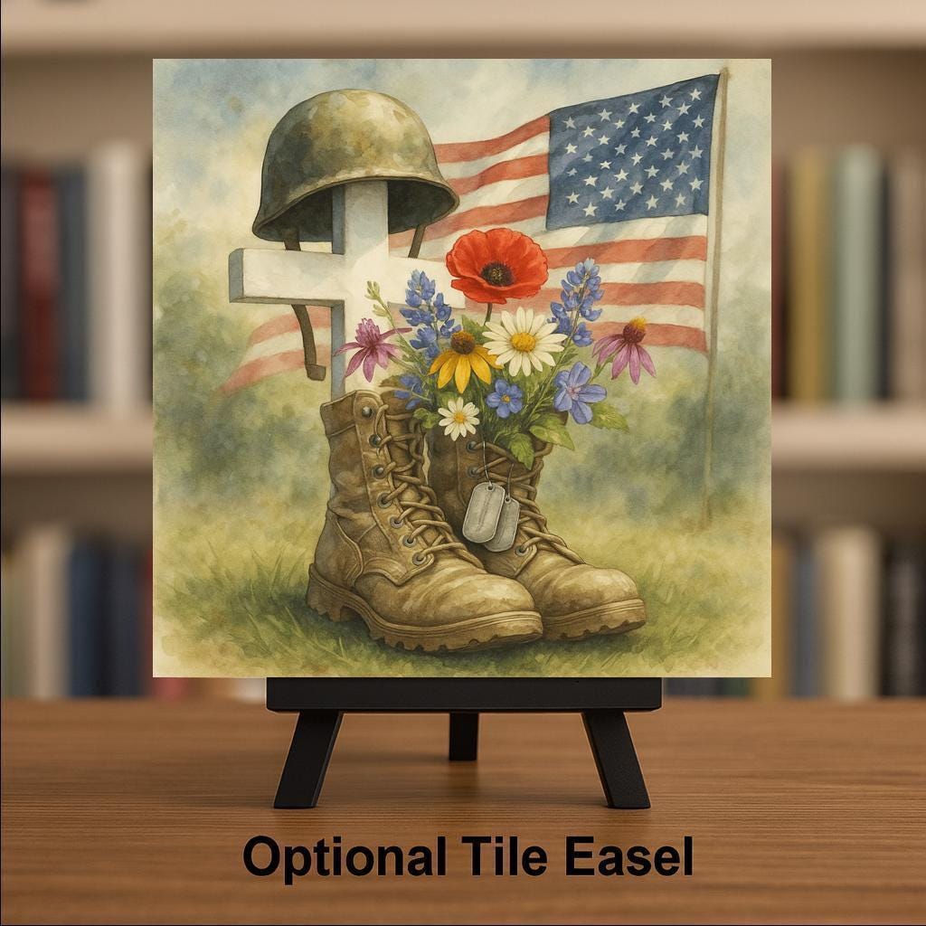 Military Hero Ceramic Art Tile: Memorial Keepsake Sympathy Gift Remembrance Home Decor Wall Art
