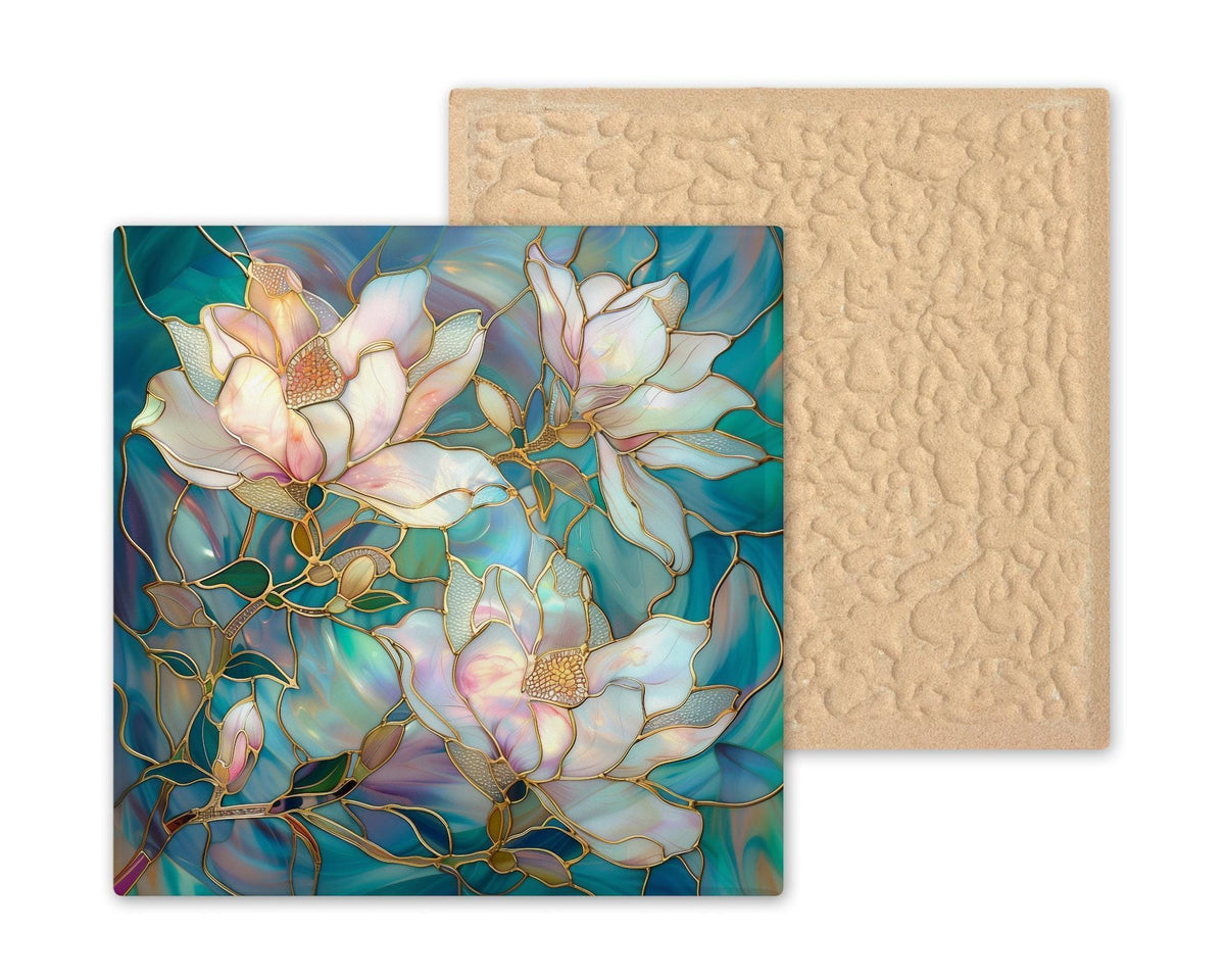 Magnolia Flower Wall Art Ceramic Tile Art Nouveau Gift Botanical Decor Garden Nature Art Southern Magnolia Gift