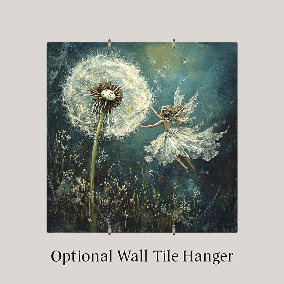 Fairy Dandelion Ceramic Art Tile: Cabin Wall Decor Nature Lover Gift Woodland Home Decor Wall Art