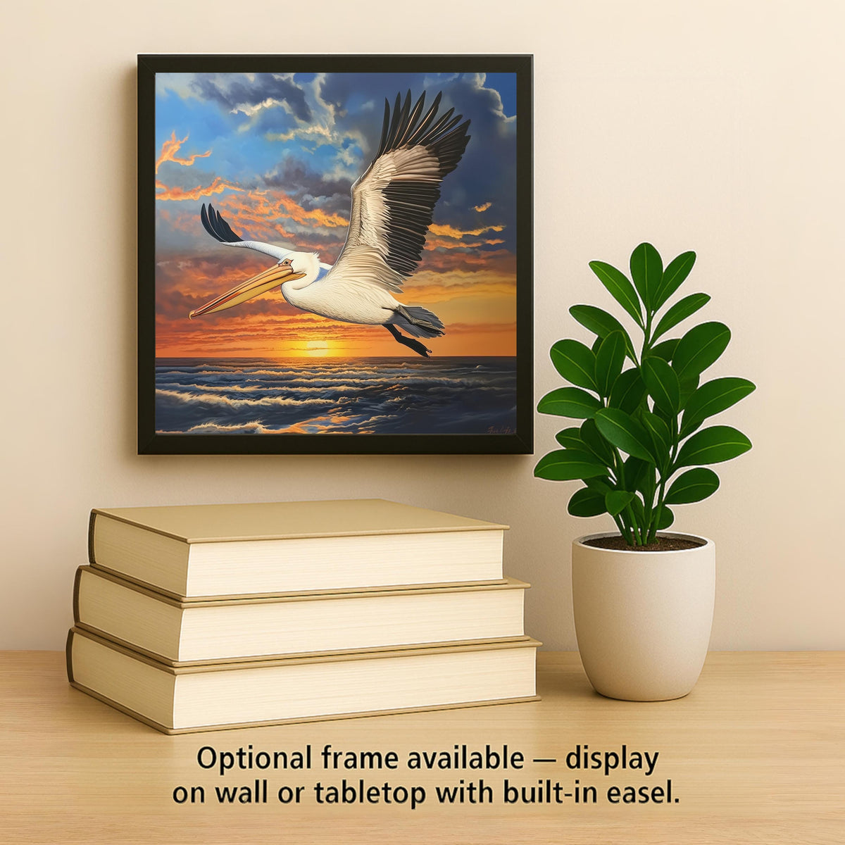 Pelican Wall Art Ceramic Tile Sunset Coastal Bird Decor Memorial Bird Tile Beach House Birdwatcher Ocean Nature Art