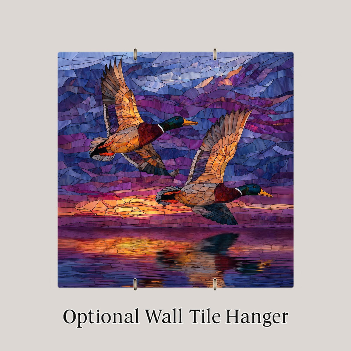 Mallard Duck Wall Art Ceramic Tile Nature Gift Stained Glass Style Decor Duck Lover Art Waterfowl Gift Tile
