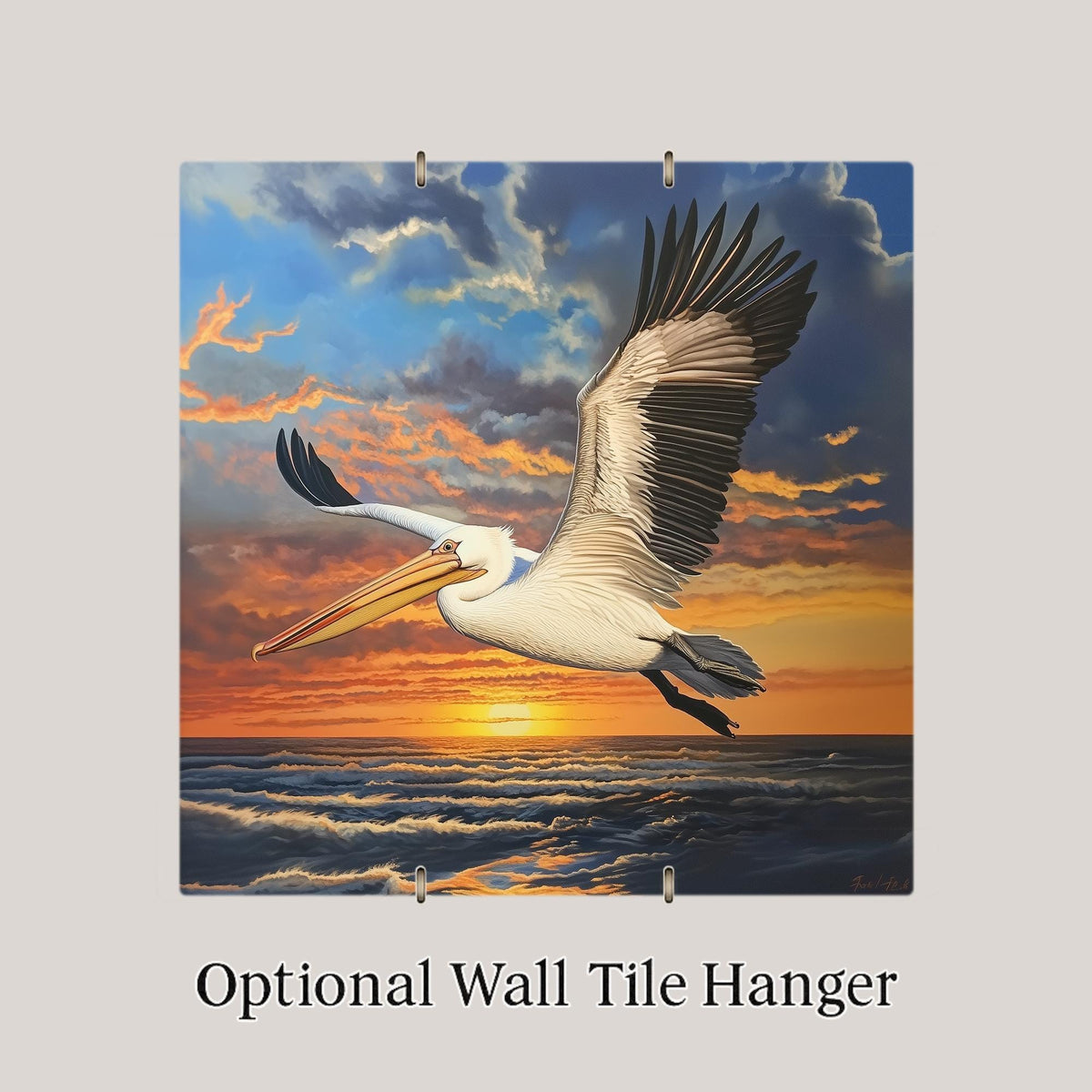 Pelican Wall Art Ceramic Tile Sunset Coastal Bird Decor Memorial Bird Tile Beach House Birdwatcher Ocean Nature Art