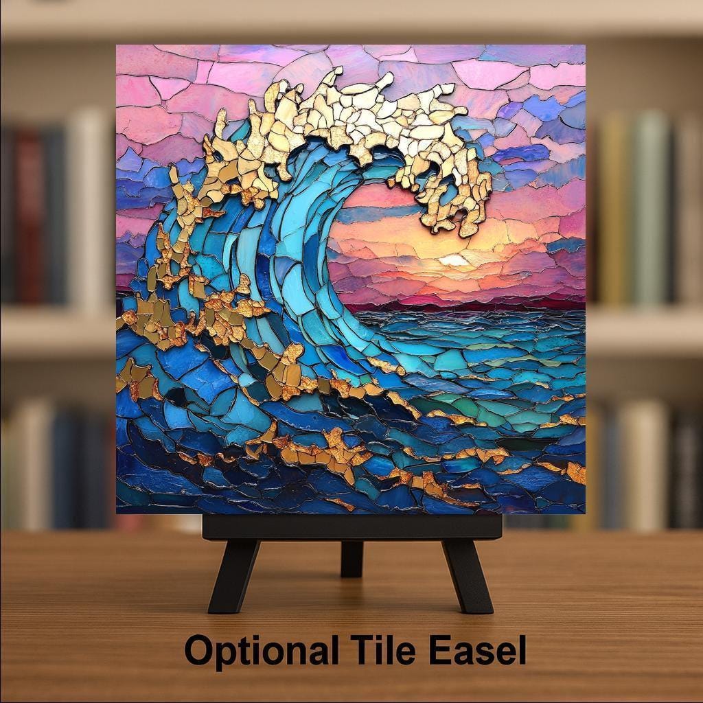 Ocean Wave Ceramic Art Tile: Coastal Wall Decor Beach House Accent Ocean Home Decor Wall Art