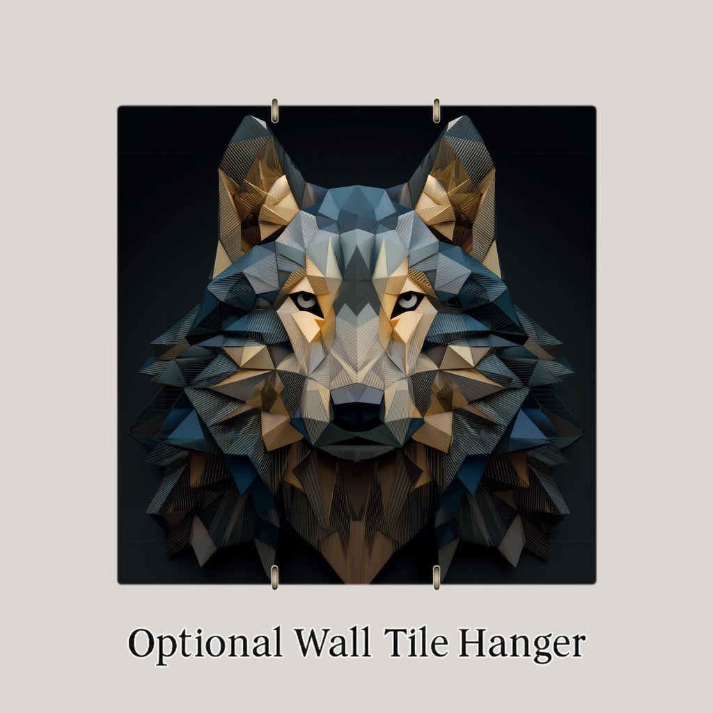 Wolf Stained Glass Style Ceramic Art Tile: Cabin Wall Decor Nature Lover Gift Woodland Home Decor Wall Art