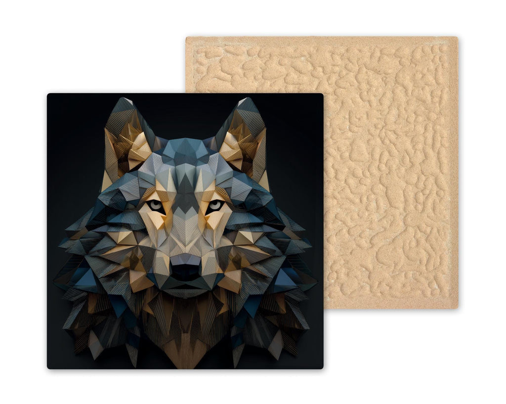 Wolf Stained Glass Style Ceramic Art Tile: Cabin Wall Decor Nature Lover Gift Woodland Home Decor Wall Art