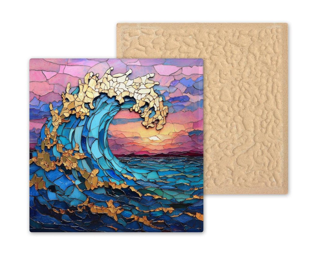 Ocean Wave Ceramic Art Tile: Coastal Wall Decor Beach House Accent Ocean Home Decor Wall Art