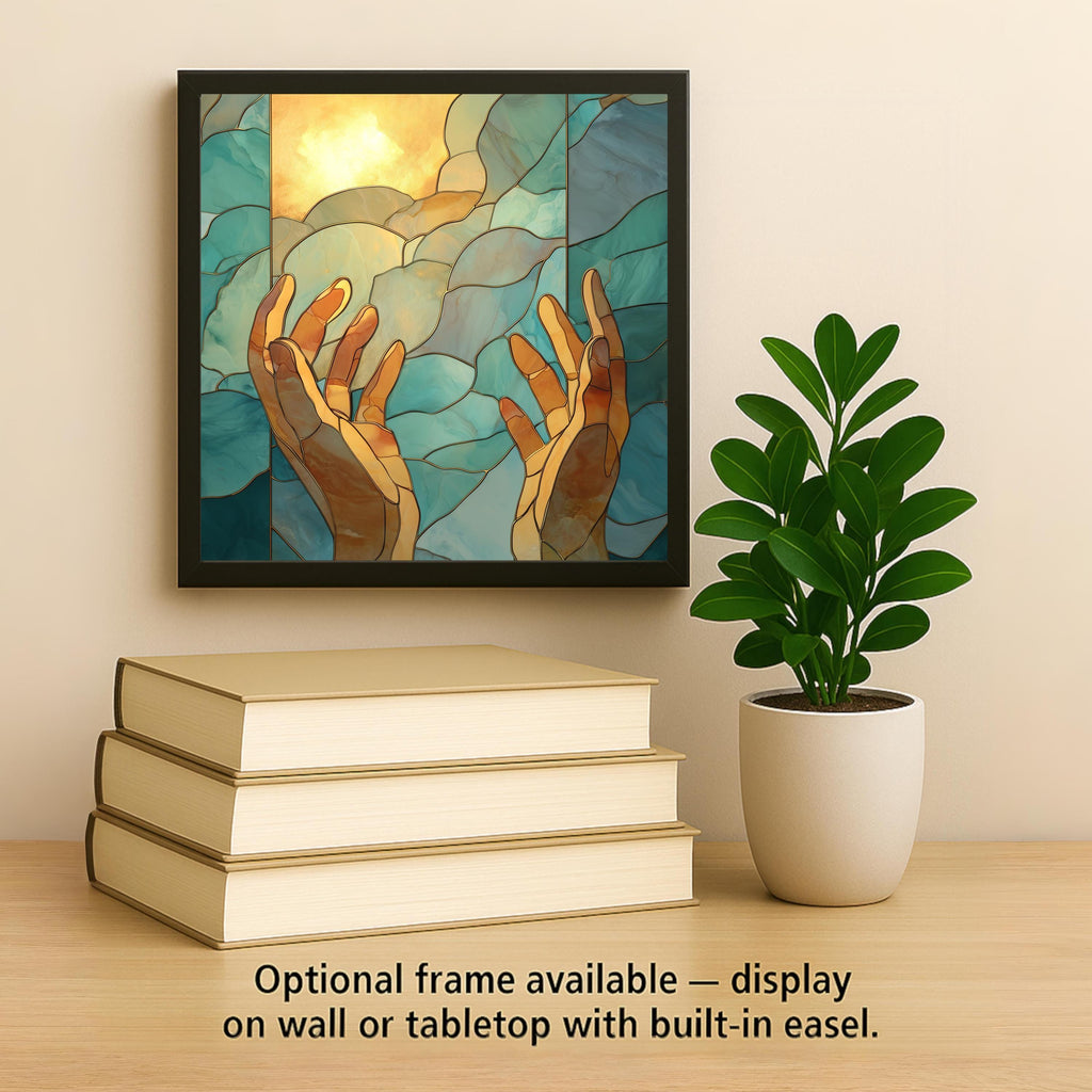 Open Hands Wall Art Ceramic Tile Spiritual Gift Faith Decor Prayer Art Christian Home Gift Hope Tile