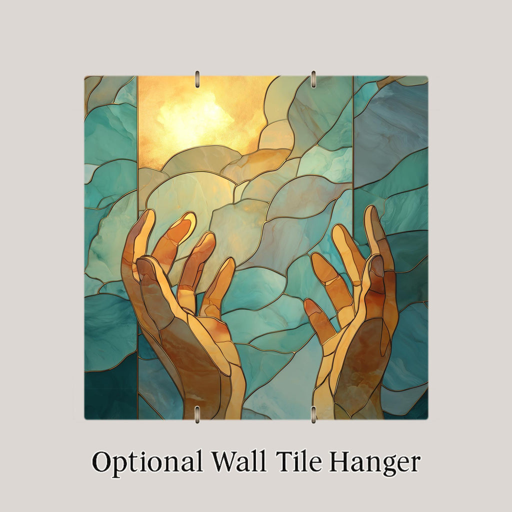 Open Hands Wall Art Ceramic Tile Spiritual Gift Faith Decor Prayer Art Christian Home Gift Hope Tile