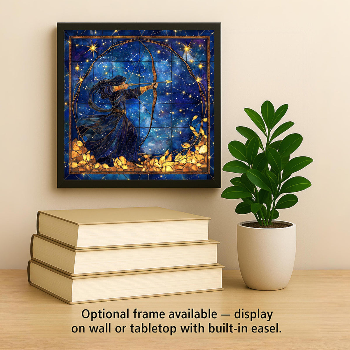 Sagittarius Zodiac Stained Glass Style Ceramic Art Tile: Night Sky Wall Decor Mystical Home Decor Celestial Wall Art Astrology Zodiac Archer
