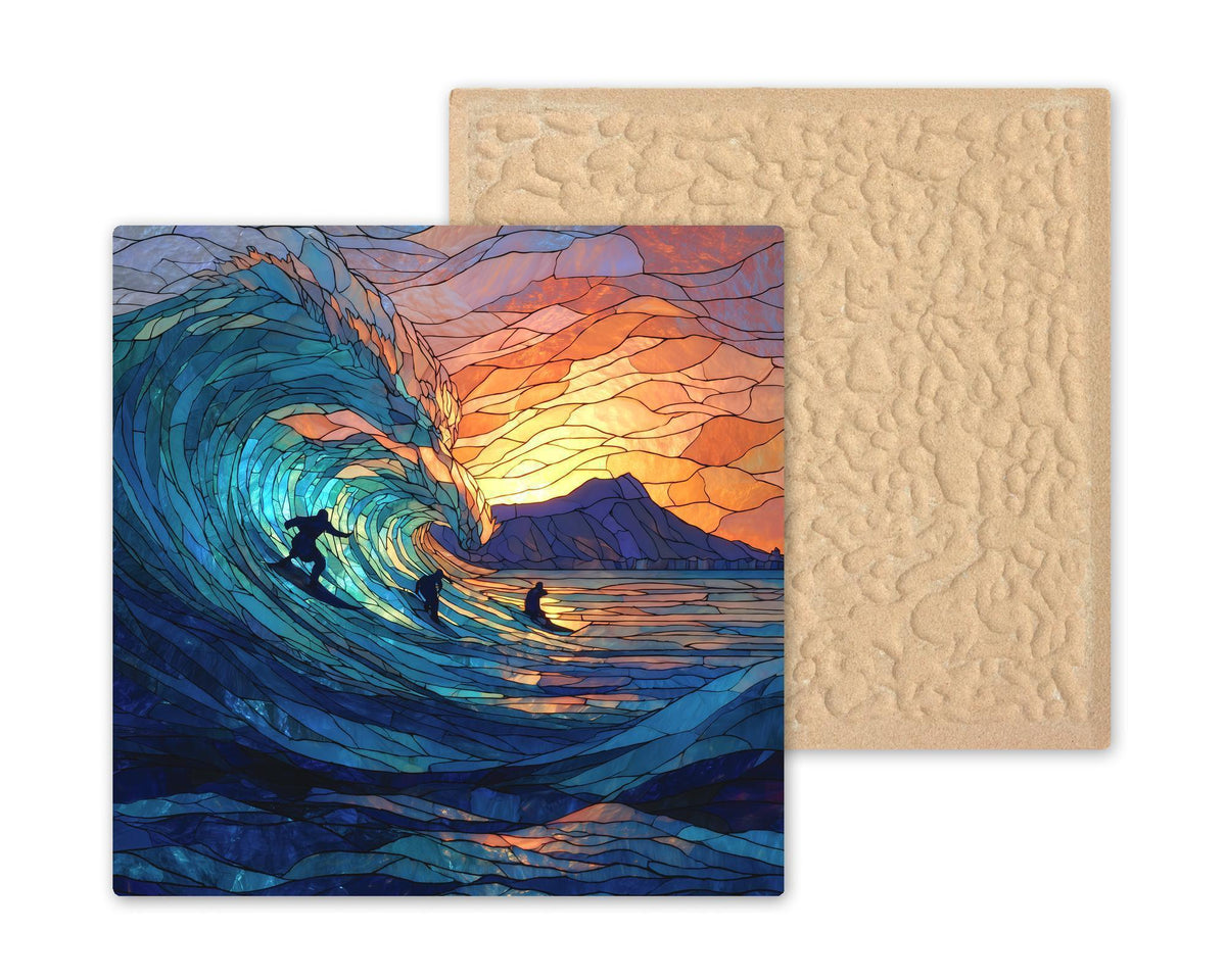 Waikiki Beach Wall Art Ceramic Tile Hawaii Gift Surf Decor Coastal Wall Decor Ocean Beach House Travel Gift Accent Tile