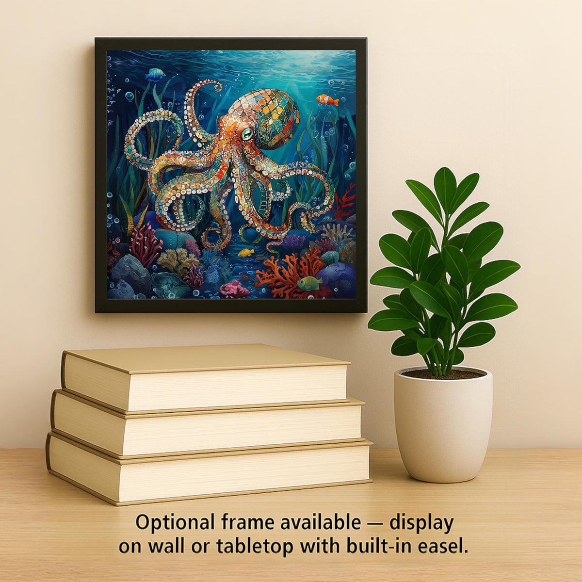 Octopus Wall Art Ceramic Tile – Colorful Coastal Ocean Wall Decor, Marine Sea Life Nautical Accent
