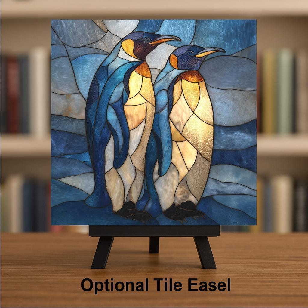 Penguin Pair Wall Art Ceramic Tile Couples Gift Love Symbol Decor Penguin Lover Art Coastal Wildlife Gift Tile